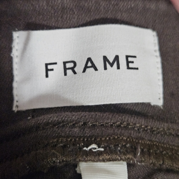 NWT Frame Jetset crop high rise mini boot pants coated chocolate brown - Picture 8 of 15